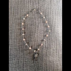 Fresh Water Pearl with Silver Medallion Pendant Necklace